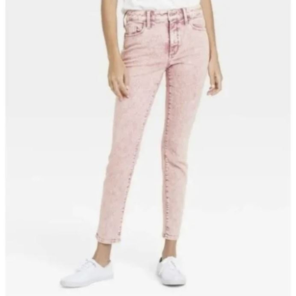 NEW Universal Thread Pink Marble Light Wash High Rise Jeans Distressed Denim 27R - Picture 1 of 13